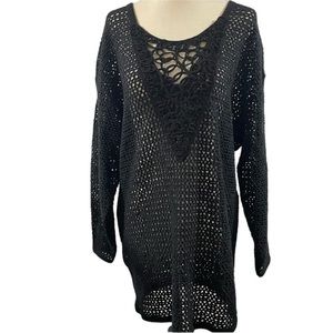 80’s black crochet cotton cover-up NWT Medium USA 🇺🇸 “All You Need”🏖🏖